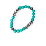 Turquoise Bead Bracelet 8mm (8 Silver Beads)